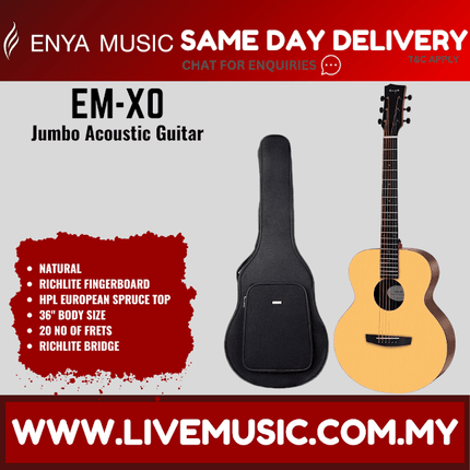 Enya EM-X0 36” Parlour European Spruce Top Acoustic Guitar with Gig Bag ( EM X0 EMX0 )