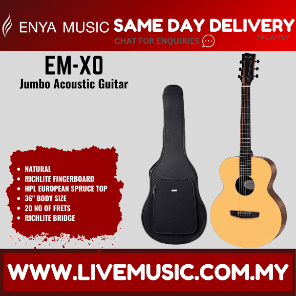 Enya EM-X0 36” Parlour European Spruce Top Acoustic Guitar with Gig Bag ( EM X0 EMX0 )