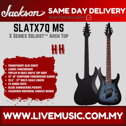 Jackson X Series Soloist SLATX7 QM Multi-Scale Electric Guitar - Trans Blue Burst