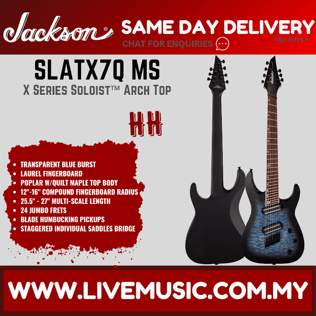 Jackson X Series Soloist SLATX7 QM Multi-Scale Electric Guitar - Trans Blue Burst