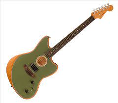 Fender Acoustasonic Player Jazzmaster Electric Guitar, Antique Olive