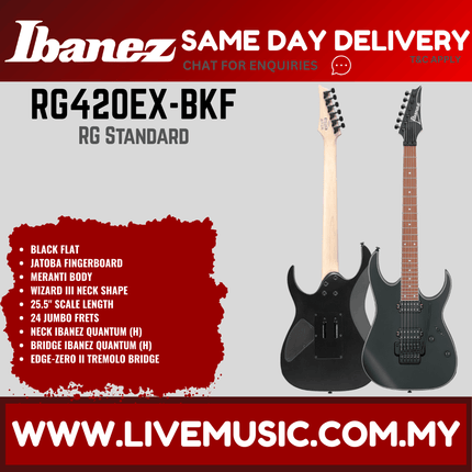 Ibanez RG420EX-BKF RG Standard Series Electric Guitar - Black Flat ( RG420EXBKF / RG420EX BKF)