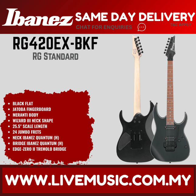 Ibanez RG420EX-BKF RG Standard Series Electric Guitar - Black Flat ( RG420EXBKF / RG420EX BKF)