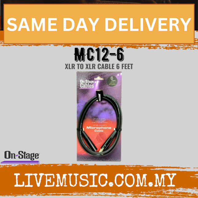 On Stage Mc12-6 6ft Microphone Cable ( Xlr to Xlr / Mc126 / Mc12 6 )