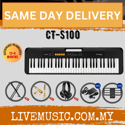 Casio CT-S100 61-Keys Casiotone Keyboard with Keyboard Stand, Piano Bench and stand (CTS100/CT S100)