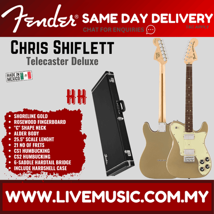 Fender Chris Shiflett Telecaster Deluxe Electric Guitar w/Case, RW FB, Shoreline Gold