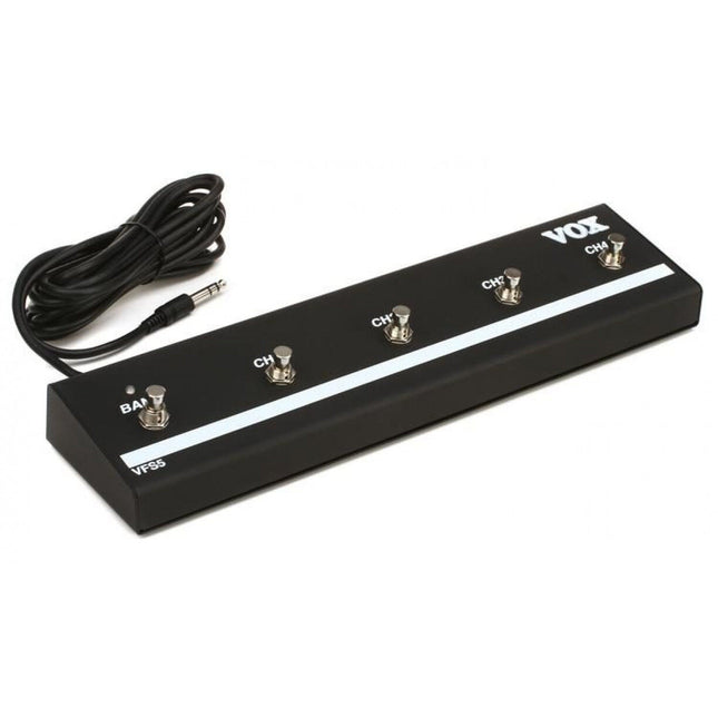 Vox VFS5 VT series 5 button footswitch with cable, black metal enclosure and 4 switches