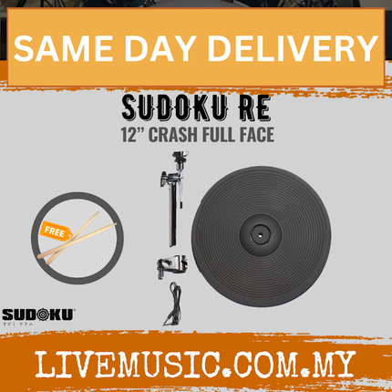 Sudoku 12” RE Electric Drum Crash Full Face Cymbal with Boom Stand - Set