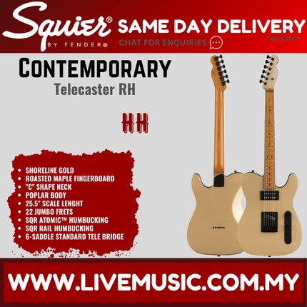 Squier Contemporary Telecaster Electric Guitar, Roasted Maple Fretboard - Shoreline Gold