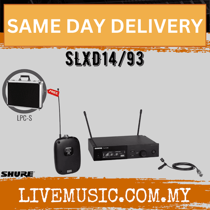 Shure SLXD14/93 Wireless System with SLXD1 Bodypack Transmitter and WL93 Lavalier Microphone ( SLXD  SLXD14-93 / SLXD1493 )
