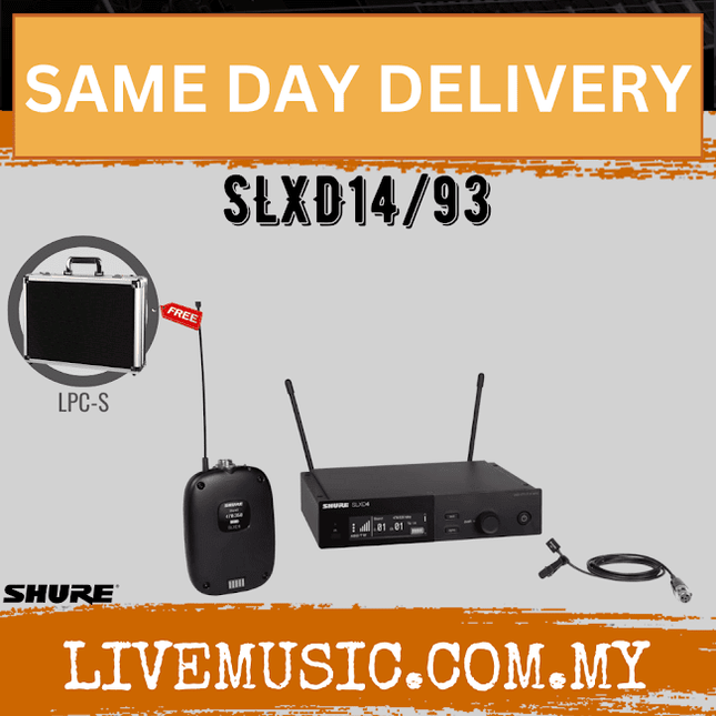 Shure SLXD14/93 Wireless System with SLXD1 Bodypack Transmitter and WL93 Lavalier Microphone ( SLXD  SLXD14-93 / SLXD1493 )