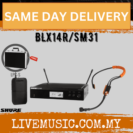 Shure BLX14R/SM31 Wireless Rack-mount Presenter System, BLX4R Wireless Receiver, BLX1 Bodypack Transmitter & SM31FH Headset Microphone ( BLX14R-SM31 / BLX14RSM31 )