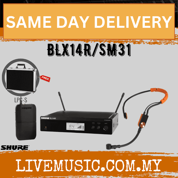 Shure BLX14R/SM31 Wireless Rack-mount Presenter System, BLX4R Wireless Receiver, BLX1 Bodypack Transmitter & SM31FH Headset Microphone ( BLX14R-SM31 / BLX14RSM31 )