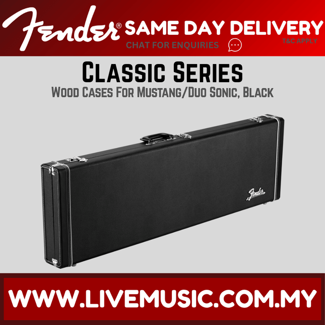 Black wood guitar case for Mustang/Duo-Sonic with metal latches and handle