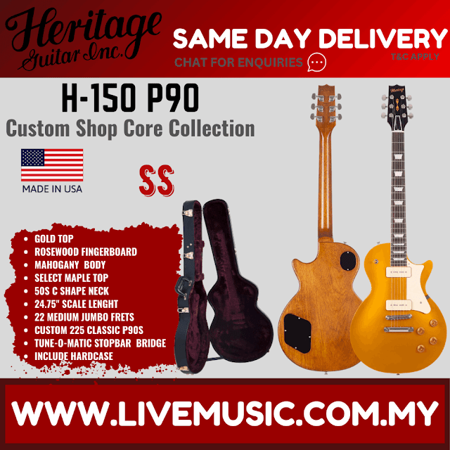 Heritage Custom Shop Core Collection H-150 P90 Electric Guitar with Case, Gold Top ( H-150 P90 )