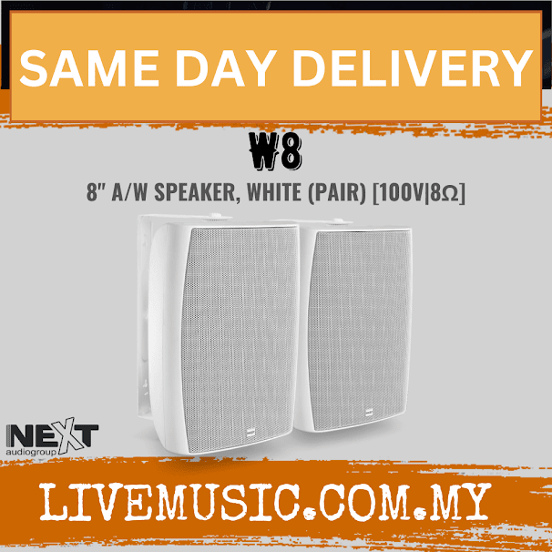 Next Audio W8 8" a/w Speaker, White / Black - Pair ( W-8 / W 8 )
