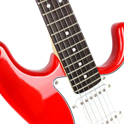 Squier MM Stratocaster Hard Tail Electric Guitar, Laurel FB, Red