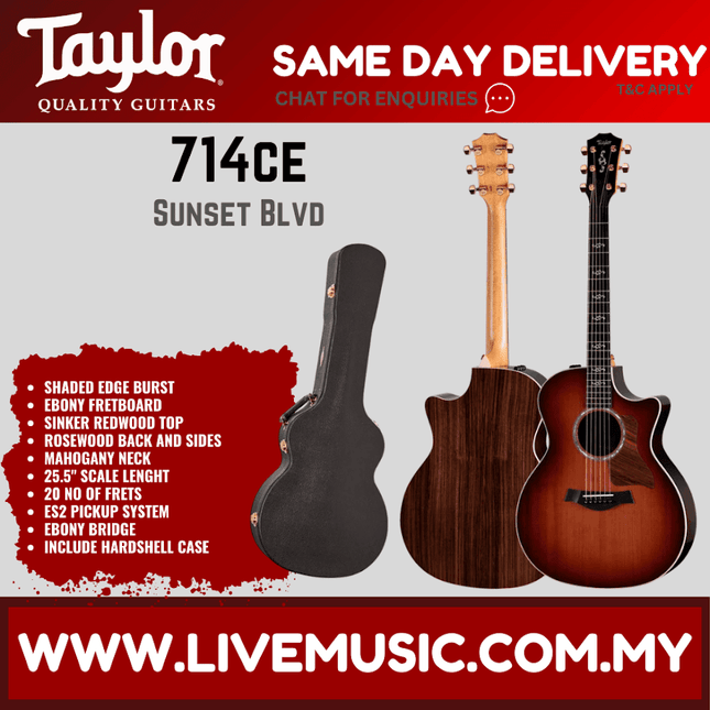 Shaded edge burst acoustic guitar with dark gig bag and hard case, grand auditorium style