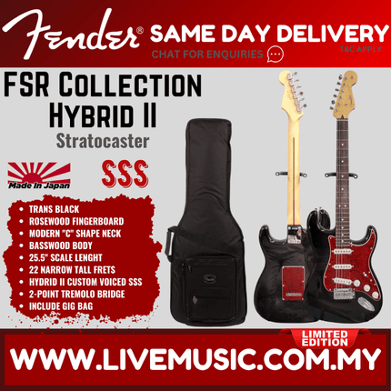 Fender Japan FSR Collection Hybrid II Stratocaster Electric Guitar, RW Fretboard