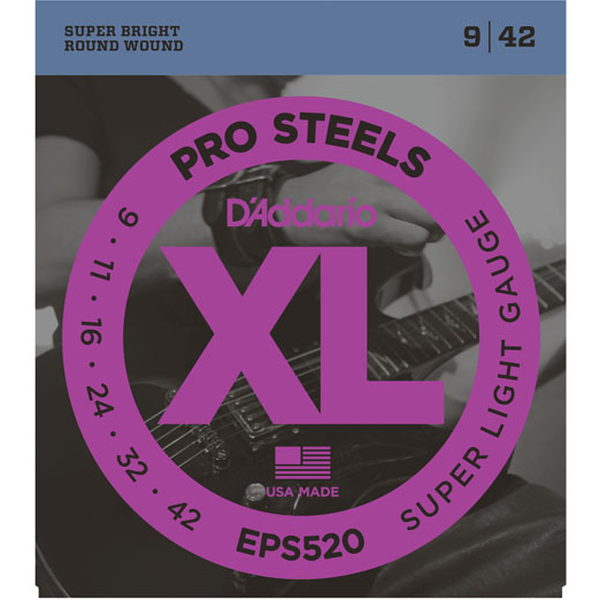 D'Addario EPS520 - ProSteels Electric Strings, Super Light (9-42)(DAddario)