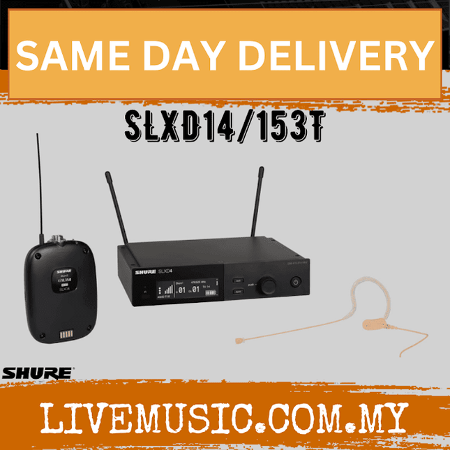 Shure SLXD14/153 Wireless Mic System With SLXD1 Bodypack Transmitter And MX153T Earset Headwon Microphone ( SLXD SLXD14-153 / SLXD14 )