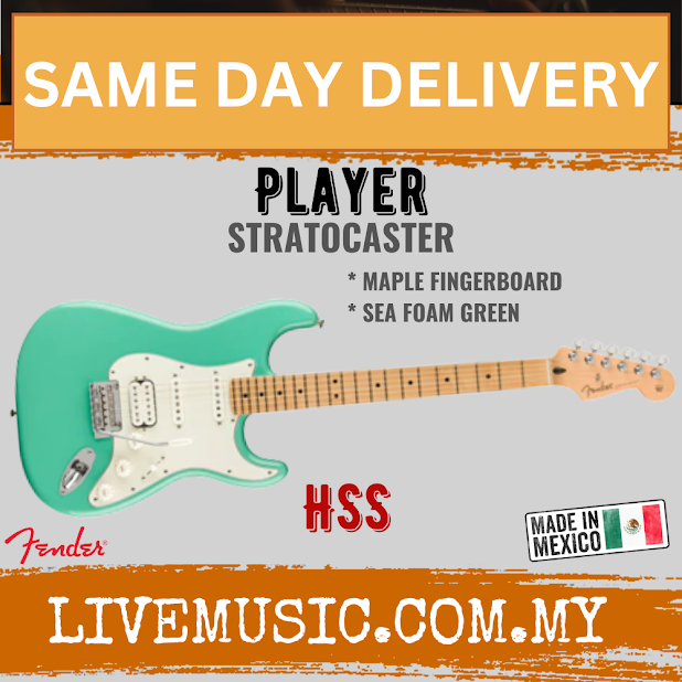 Fender Player Stratocaster HSS Electric Guitar, Maple FB, Sea Foam Green