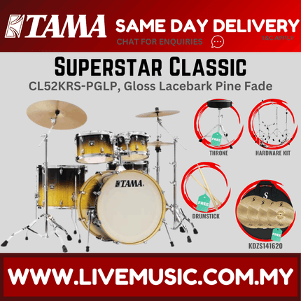 Tama Superstar Classic CL52KRS 5-Piece With KDZS141620 Silent Cymbal Set - ( CL-52KRS )