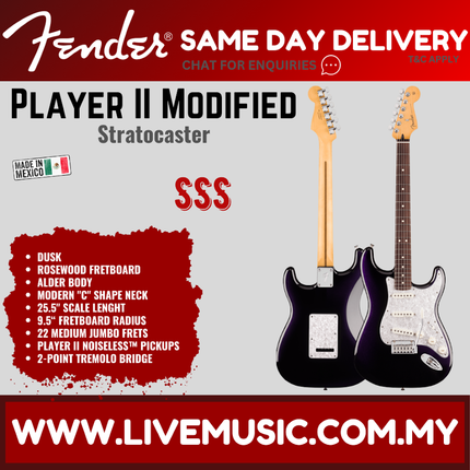 Fender Player II Modified Stratocaster Electric Guitar, RW FB, Dusk