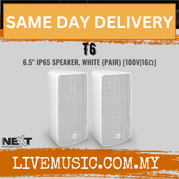 Next Audio T6 6.5" IP65 Speaker, White / Black - Pair ( T-6 / T 6 )