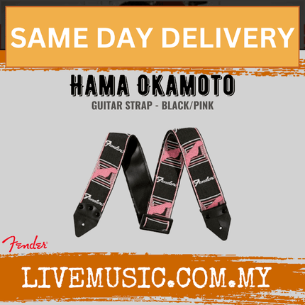 Fender Japan Hama Okamoto Signature Guitar Strap, Black/Pink