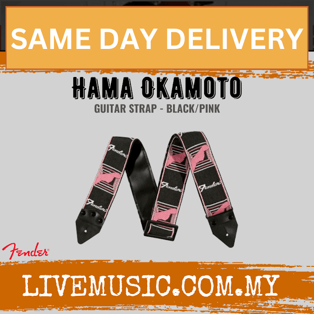 Fender Japan Hama Okamoto Signature Guitar Strap, Black/Pink