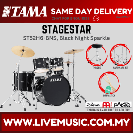 Tama Stagestar ST52H6 5-piece Drum Set With Drumsticks and Throne ( NO CYMBAL )
