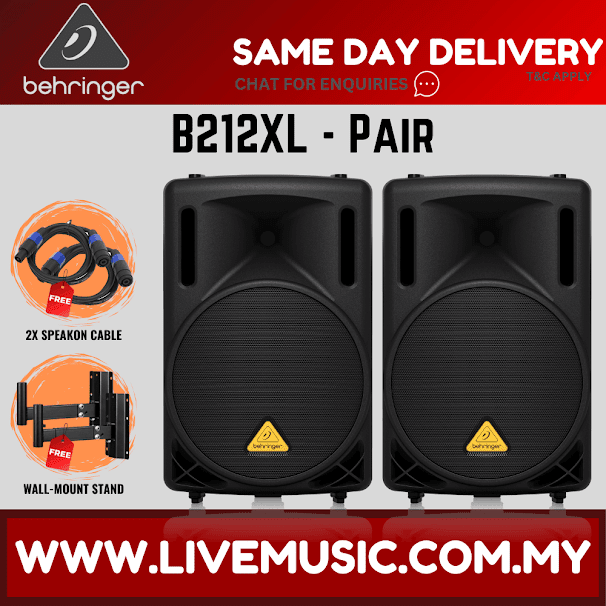 Behringer Eurolive B212XL 800-watt 12'' Passive Speaker With Speaker Stand & Cable - Pair ( B-212XL )