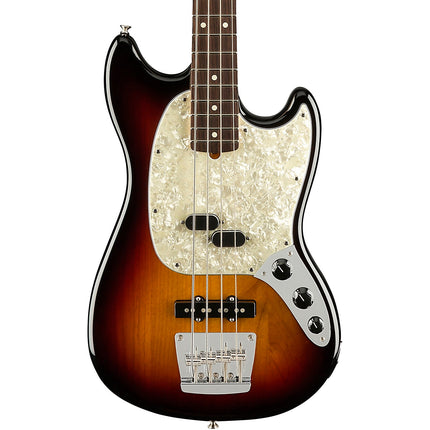 Fender American Performer Mustang Bass Guitar, Rosewood Fretboard with Bag - 3-Tone Sunburst