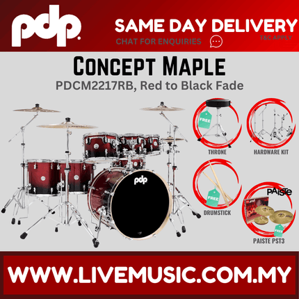 PDP by DW CM7 Concept Maple Shell Pack - 7-piece with Paiste PST3 Cymbals - (PDCM2217)