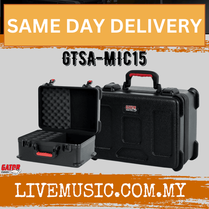 Gator Cases GTSA-MIC15 ATA Molded Polyethylene Case for 15 Wired Microphones (GTSA MIC15/GTSAMIC15)