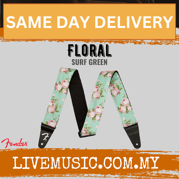 Fender Floral Guitar Strap, Surf Green