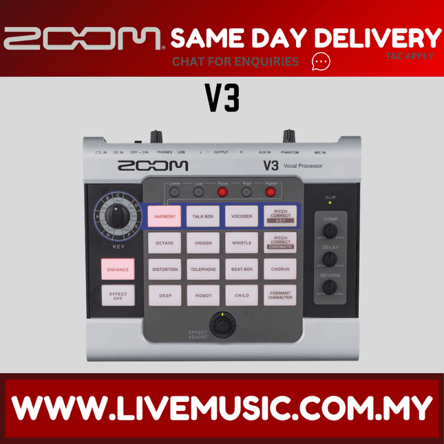 Zoom V3 Multi Effects Vocal Processor And USB Audio Interface With 1 XLR Input And Phantom Power (V 3/V-3)