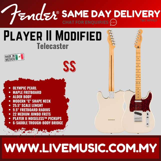 Fender Player II Modified Telecaster Electric Guitar, Maple FB, Olympic Pearl