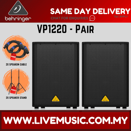 Behringer VP1220 800-watt 12'' Passive Speaker w/Speaker Stand and Cable - Each / Pair ( VP-1220 / VP 1220 )