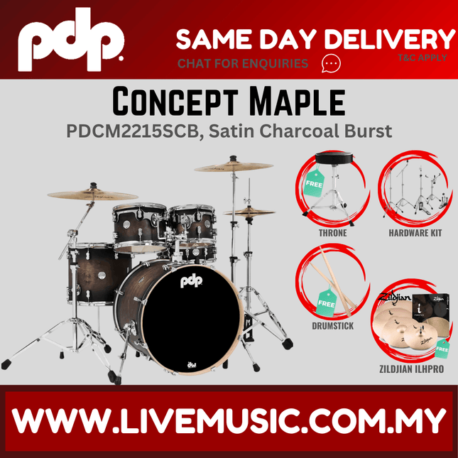 PDP by DW CM5 Concept Maple Shell Pack - 5-piece With ILHPRO Cymbals Set ( PDCM2215 )