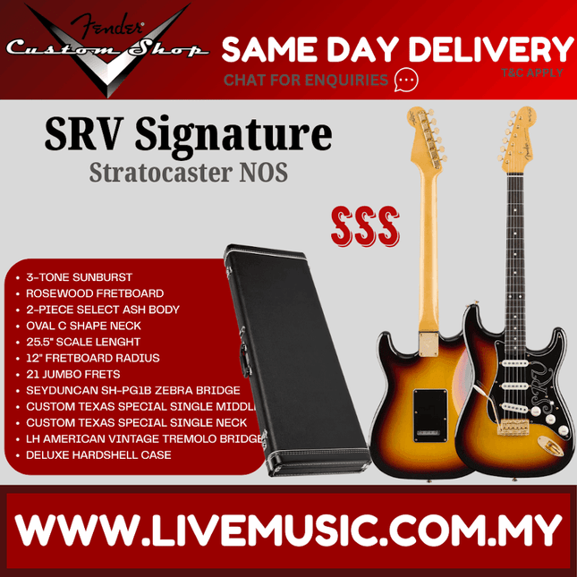 Fender Custom Shop SRV Signature Stratocaster NOS Electric Guitar, 3-Tone Sunburst