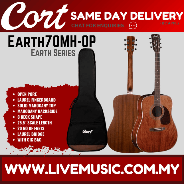 Cort Earth70 MH - Acoustic Guitar with Gig Bag (Earth 70 MH/Earth-70 MH)