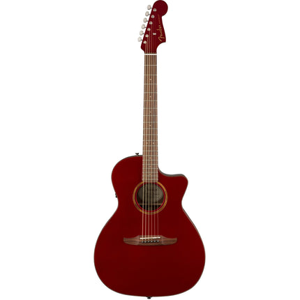 Fender California Newporter Classic Medium-Sized Acoustic-Electric Guitar with Bag - Hot Rod Red Metallic