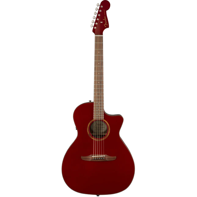 Fender California Newporter Classic Medium-Sized Acoustic-Electric Guitar with Bag - Hot Rod Red Metallic