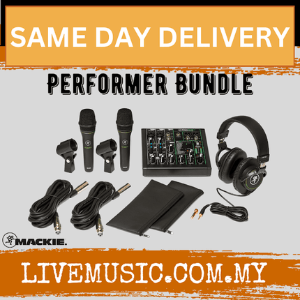 Mackie Performer Bundle With ProFX6v3 Mixer, EM-89D Microphone, MC-100 Headphone And Mic Stand (ProFx6/EM89D/MC100)