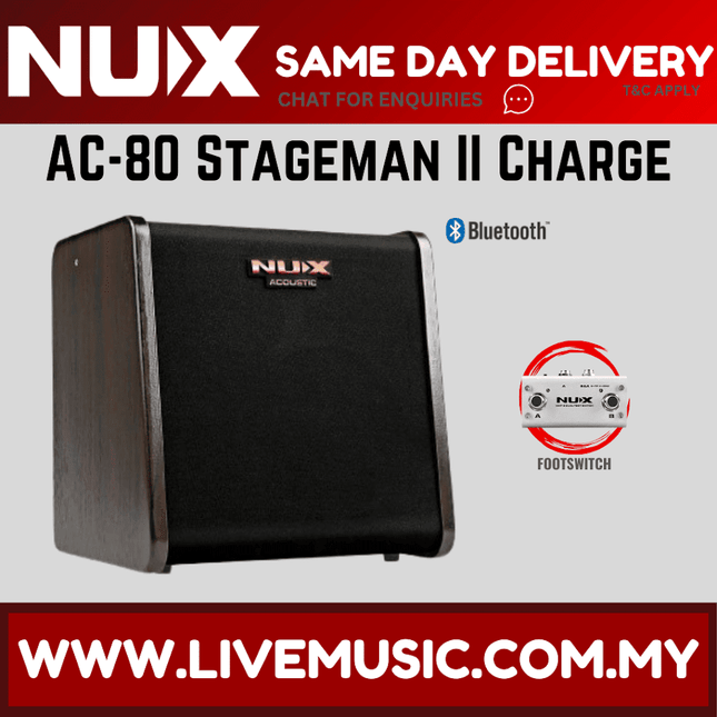 Nux AC80 Stageman II 80watt Charge Battery-Powered Acoustic Amplifier (AC-80)