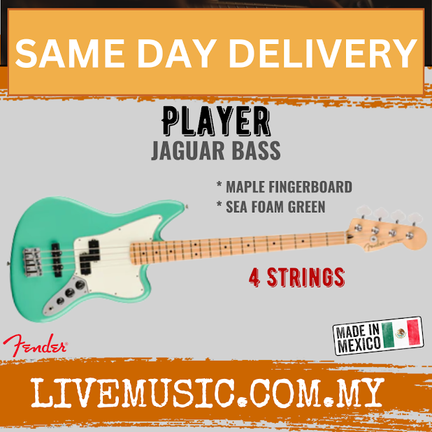 Sea foam green 4-string electric bass guitar with maple fingerboard and pickups