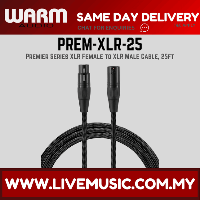 Warm Audio Premier Series XLR Female to XLR Male Cable, 25ft - ( PREM-XLR-25 PREMXLR25 )