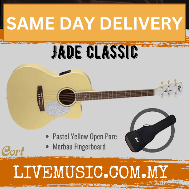 Cort JADE CLASSIC Acoustic-Electric Guitar with Gig Bag - Pastel Yellow Open Pore (JADE-CLASSIC/JADECLASSIC)